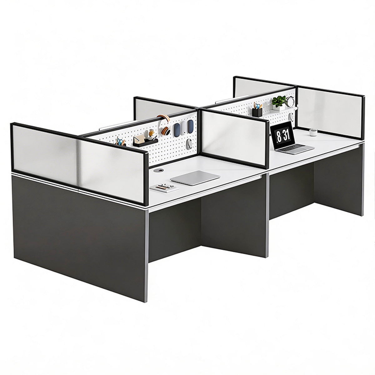 Modern Minimalist Office Desk with Functional Privacy Panels, Ample Storage Space