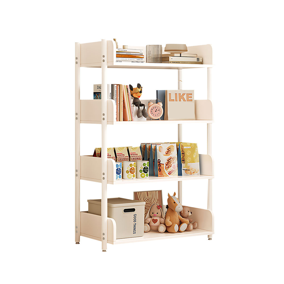 Minimalist Wood Bookshelf with Multi-Layer Storage and Anti-Fall Panels