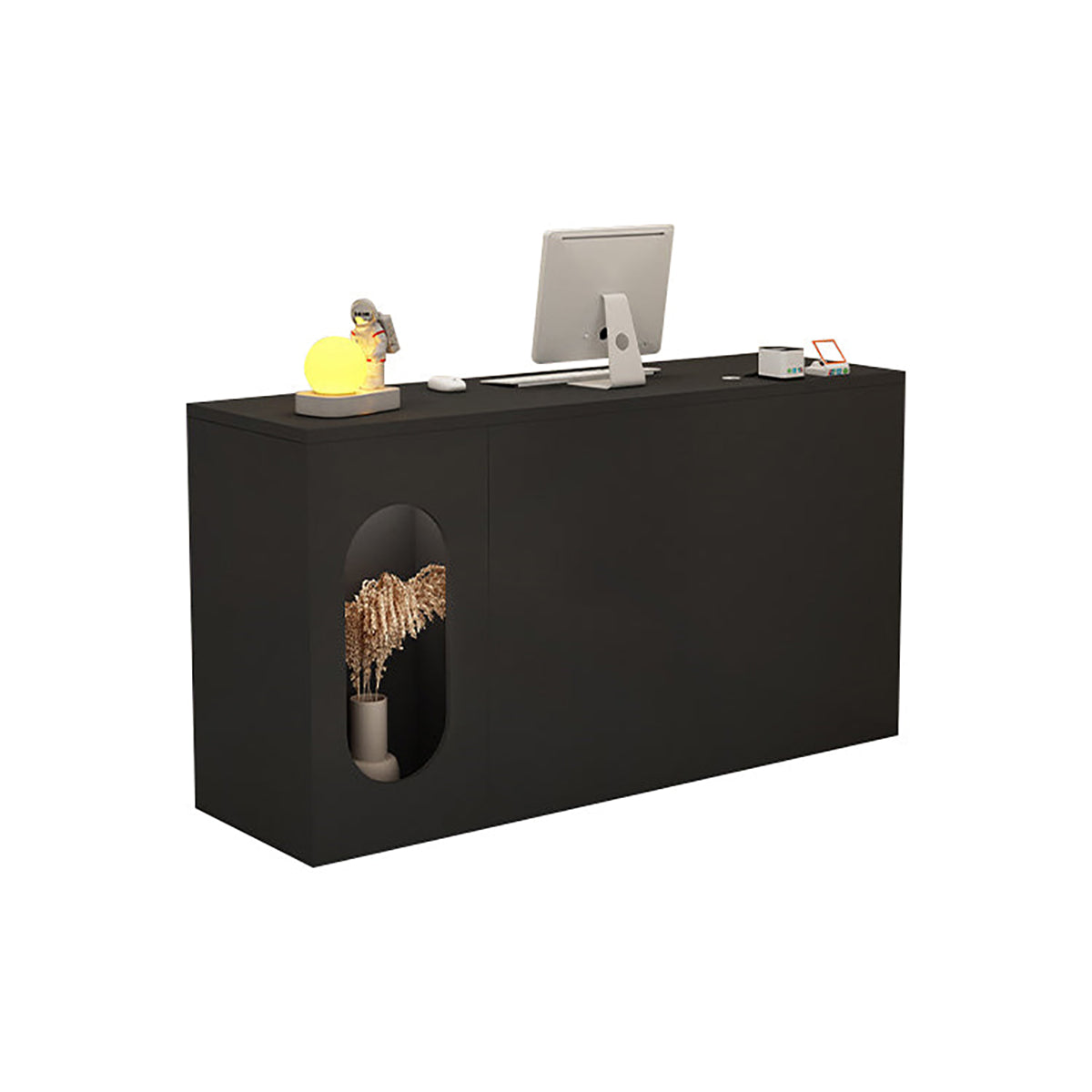 Modern Reception Desk 39–63 in Wide with Lockable Drawers & Transaction Counter