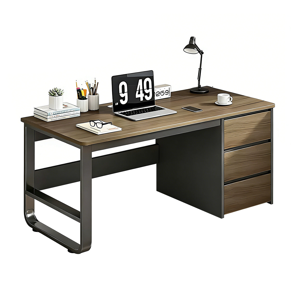 Modular Workstations & Desks-1, Dark Walnut 1-Seater L39" × W20" × H29", Dark Walnut finish, for office workstation, ergonomic office furniture