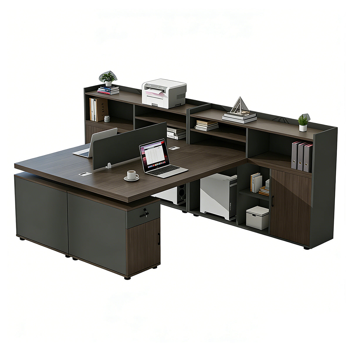 Space-Saving Office Desk with Privacy Panel for Open Office