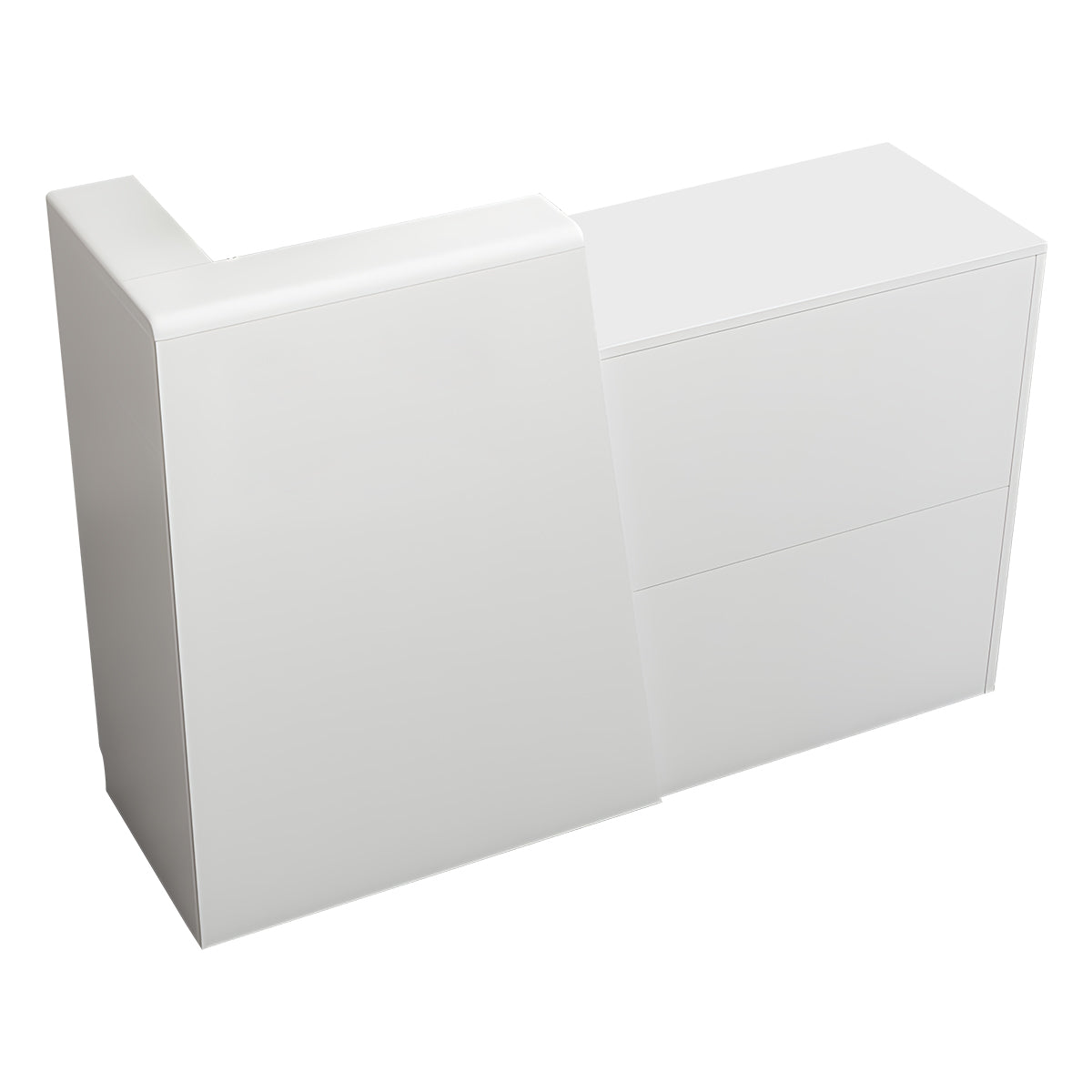 Clean and Professional Reception Desk with High-Quality Drawers and Storage Compartments