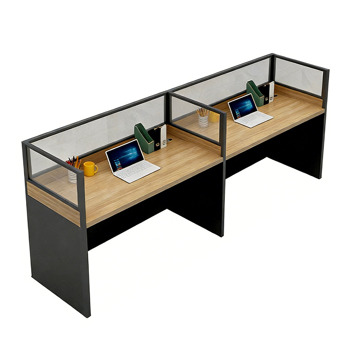 Modern Minimalist Office Desk – Two-Tone Office Workstation with Cable Management