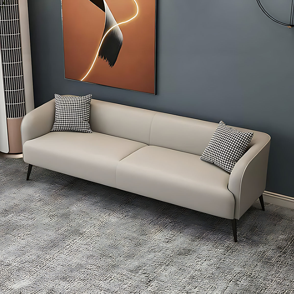 Modern Minimalist Leather Sofa, Double and Triple Seater