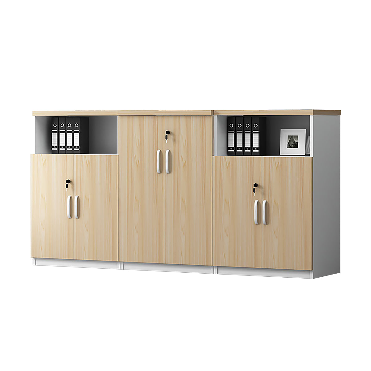 Modern Minimalist Moisture-Resistant Storage Cabinet with Compartments and Lockable Design