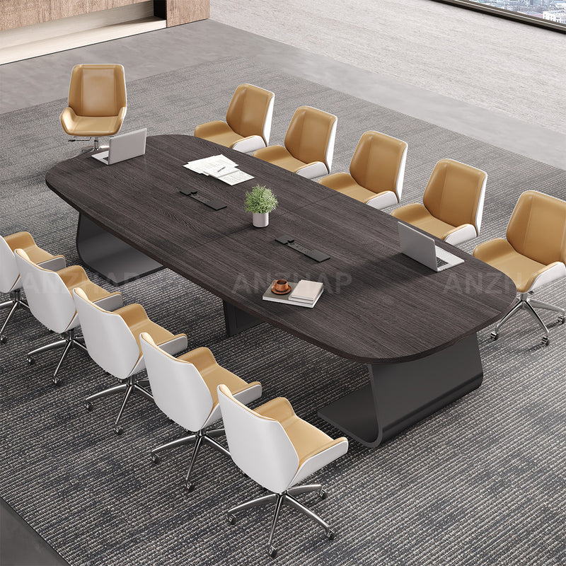 Executive Conference Table with Built-In Power Hub and Sculpted Stable Legs（Stock Items）