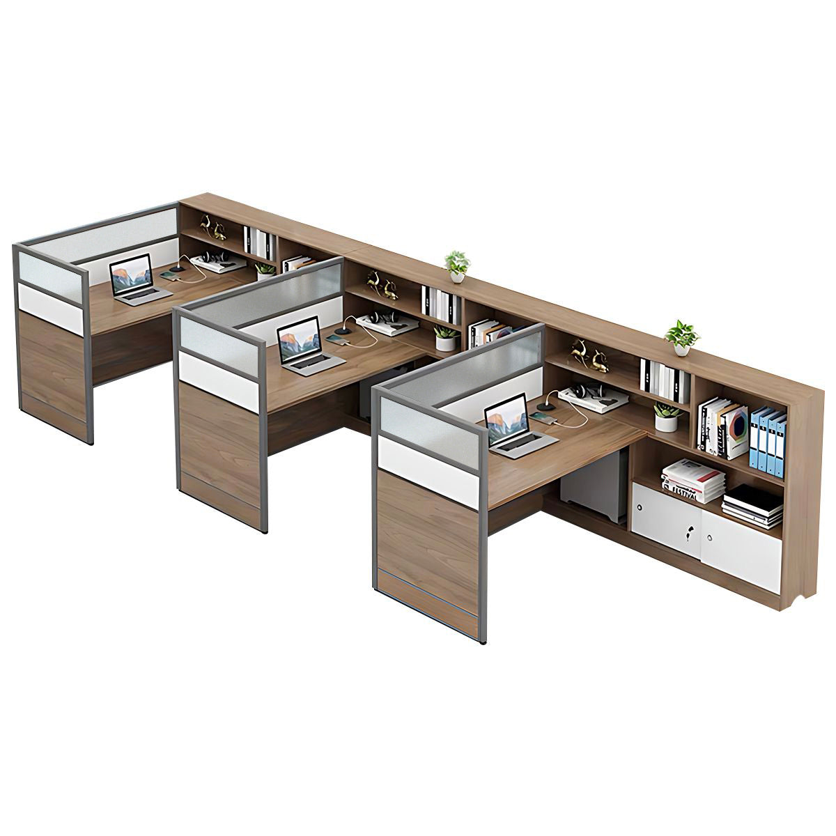 Modern Simple Partitioned Multiperson Staff Desk