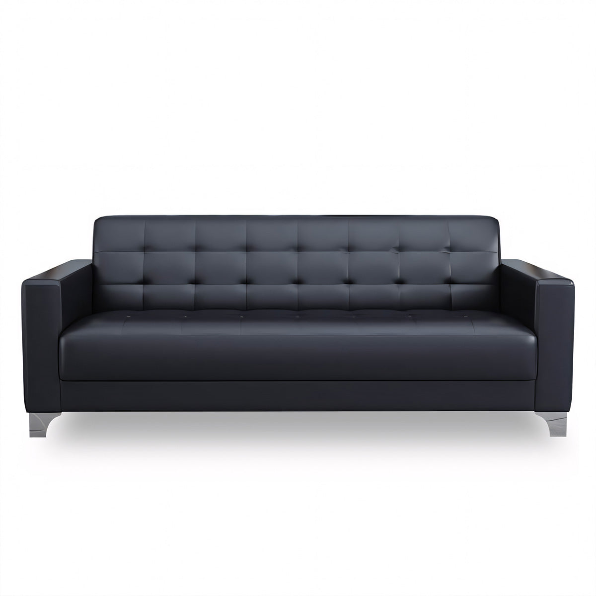 Simple Business Office Sofa in Genuine Leather, Black