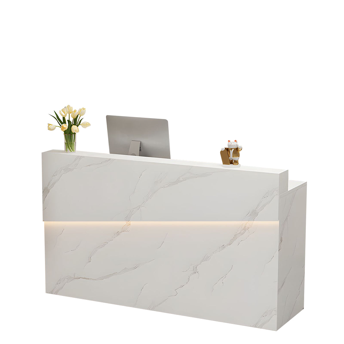 Minimalist and High-End Reception Desk with Elegant Light Strip and Thickened Desktop