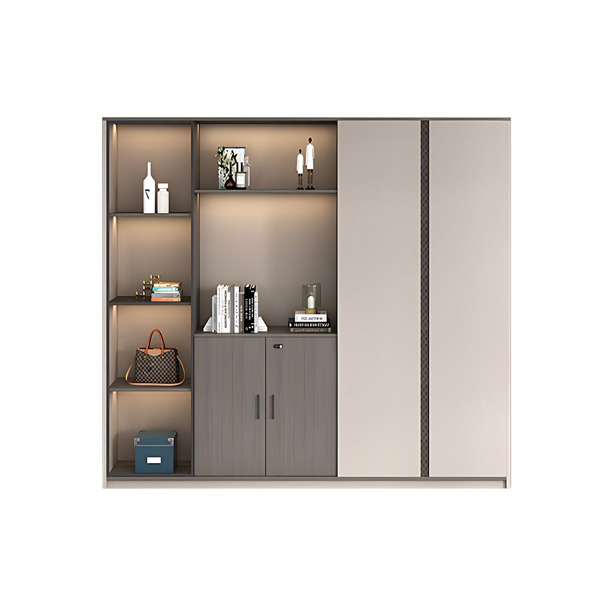 Secure Multi-Functional Storage Cabinet with LED for Office & Home