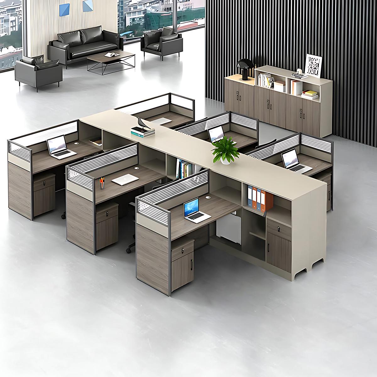 Contemporary Minimalist Multi-functional Office Desk with Partition Design