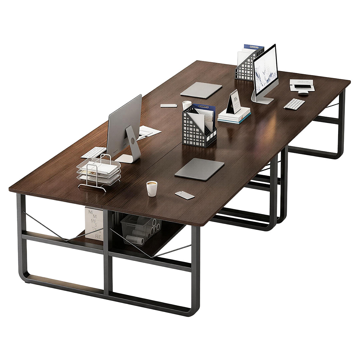 Simple  Office Desk with Partition for Staff, Freely Customizable, U Shaped Bracket