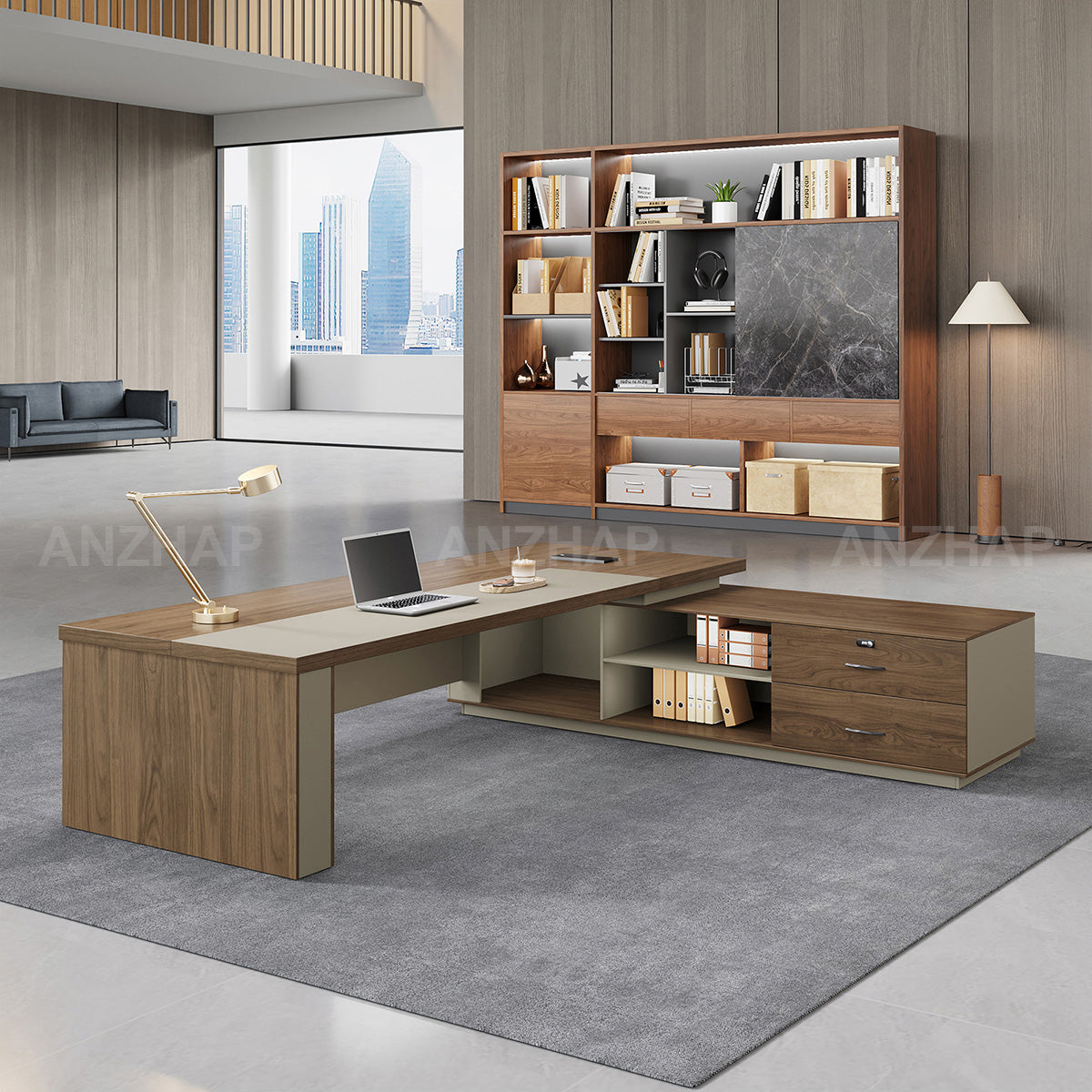 Timeless L-shaped Executive Desk with Spacious Legroom