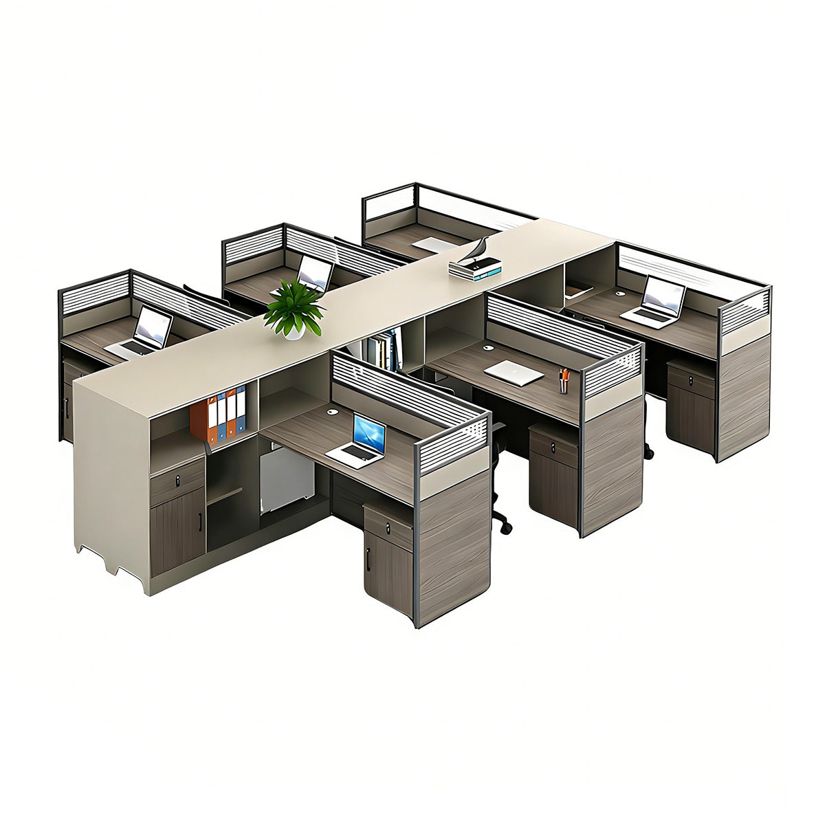 Contemporary Minimalist Multi-functional Office Desk with Partition Design