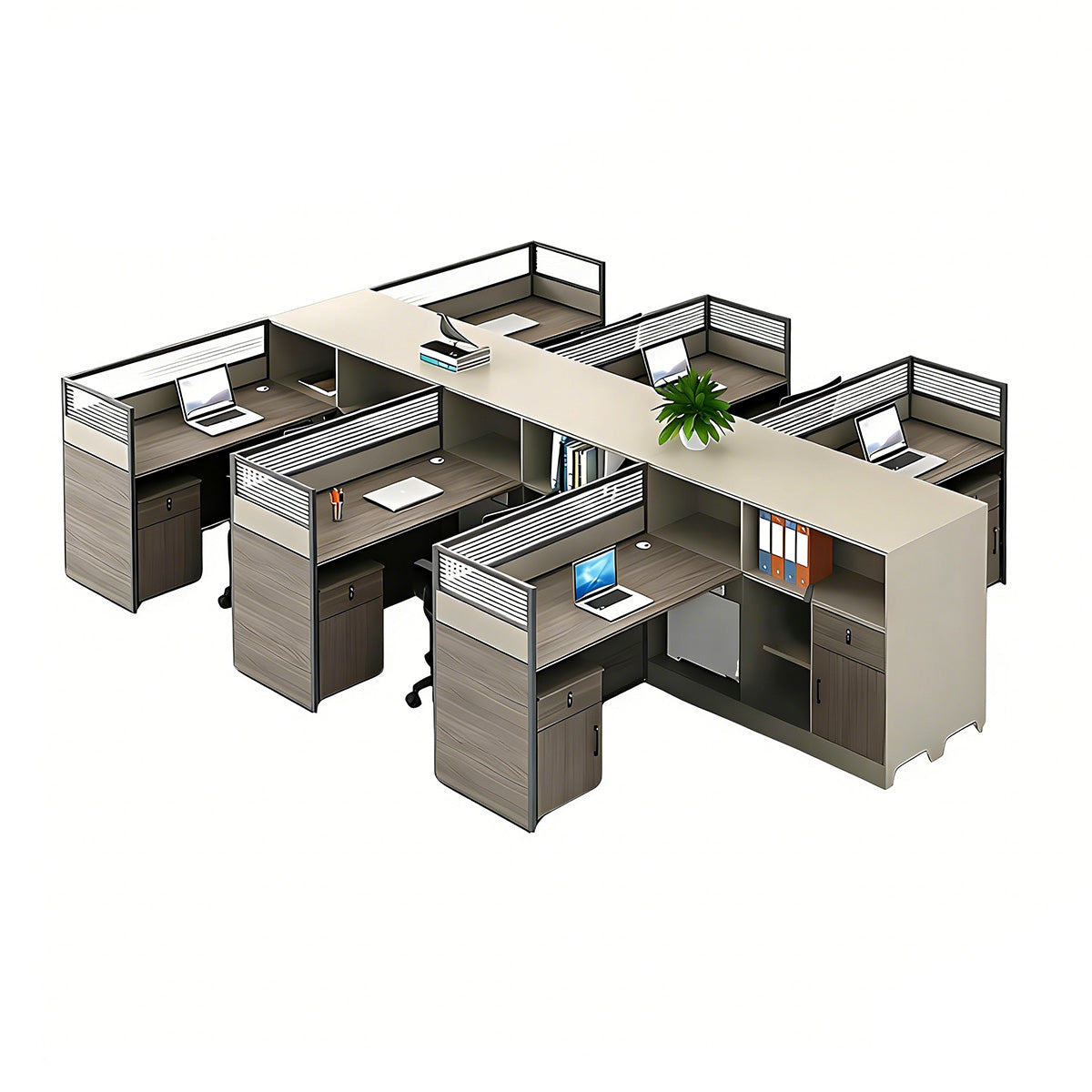 Contemporary Minimalist Multi-functional Office Desk with Partition Design