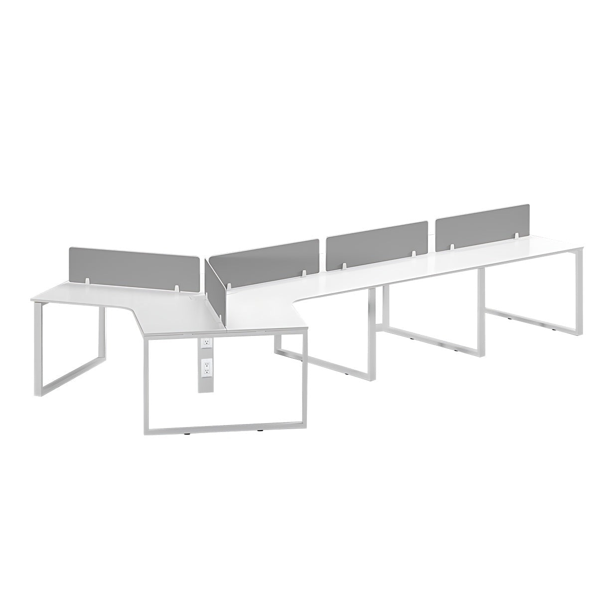 Minimalist Practical Gray and White Employee Desk with Privacy Panel and Sturdy Legs