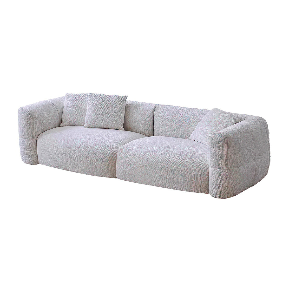 French Minimalist Fabric Backrest Sofa with Thick Seat Cushions