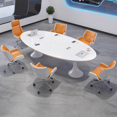 White Oval Small Negotiation Table