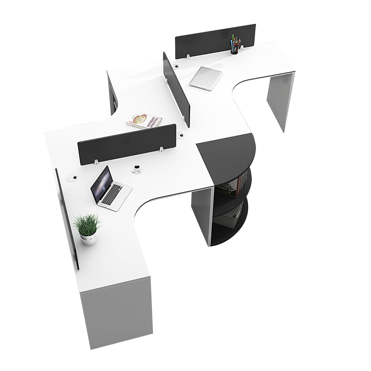 Modern Corner Shaped Employee Office Desk with Partition Panel