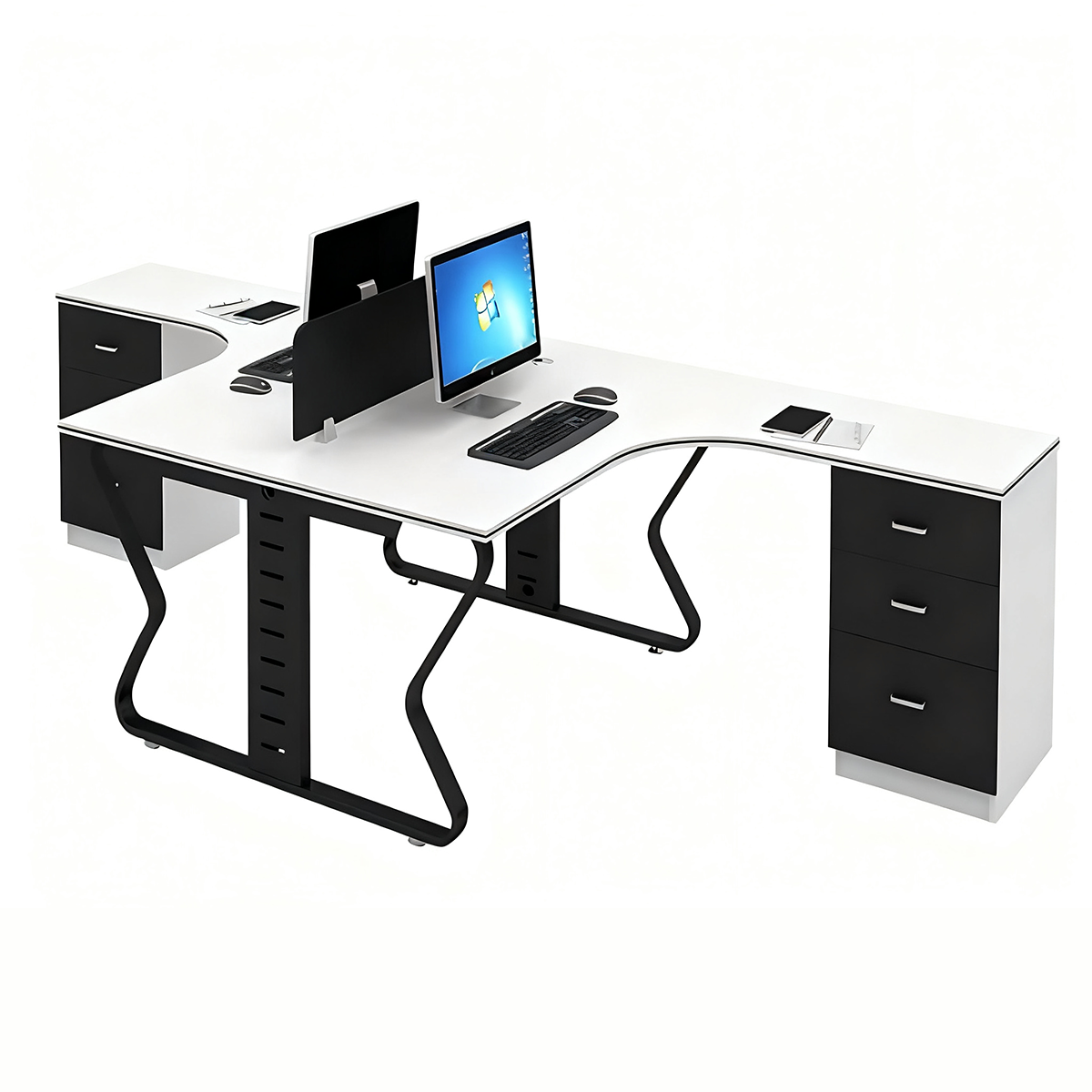 Modular Office Desk Eco-Friendly Board Steel Frame Cable Management
