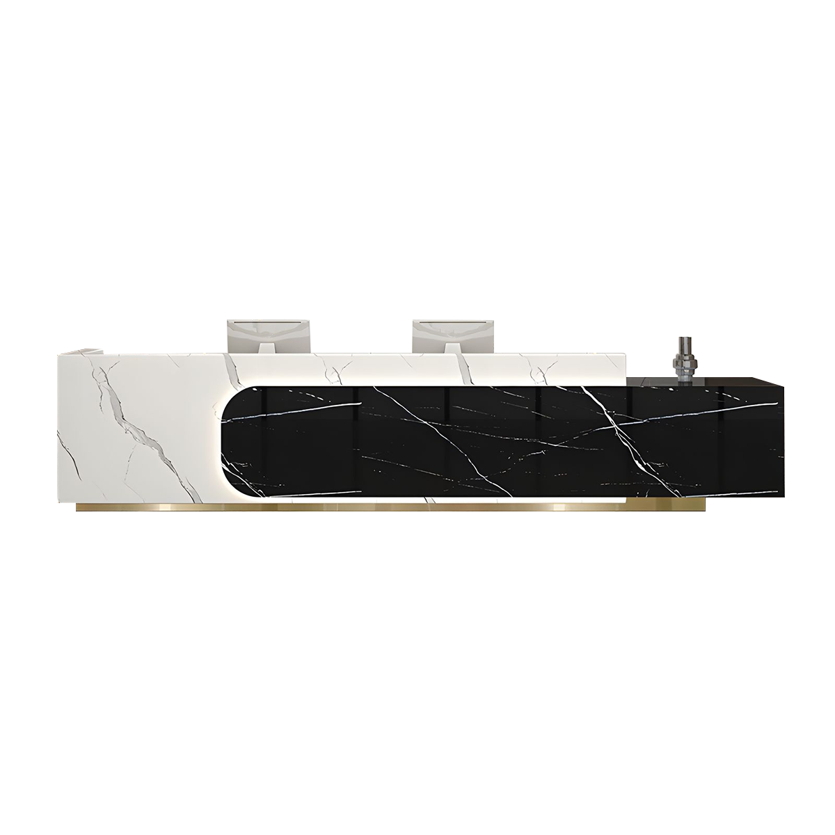 Luxury Modern Natural Stone Reception Desk Storage Drawers Cabinets