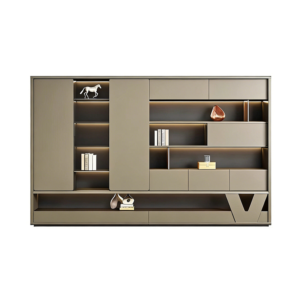 Functional Executive Desk with LED Lights & Built-In Power Rail