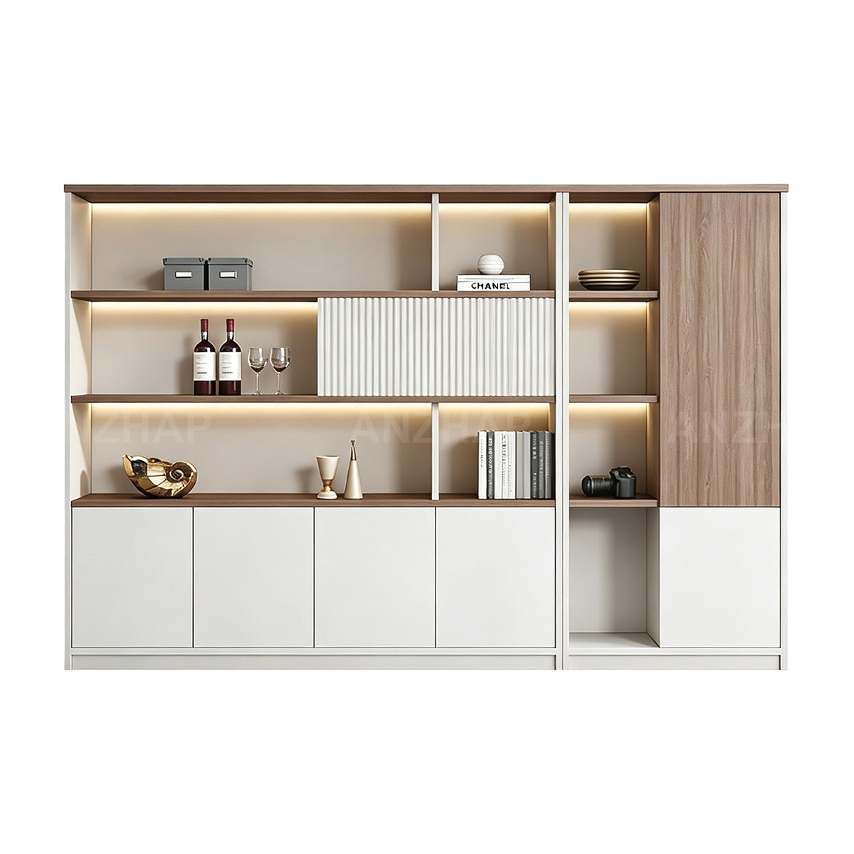 Executive Desk with Built-In Power Hub, CPU Tower Compartment, and Side Storage Cabinet
