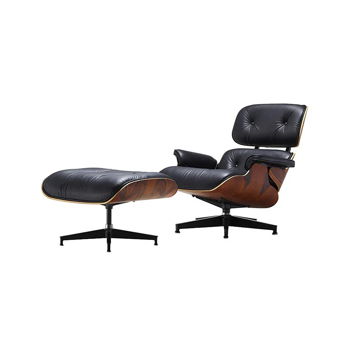 Executive Chair-1, Black Rose Wood Grain (Chair+Ottoman) Microfiber Leather L35" x W25" x W33”, Black finish, for office workstation, ergonomic office...