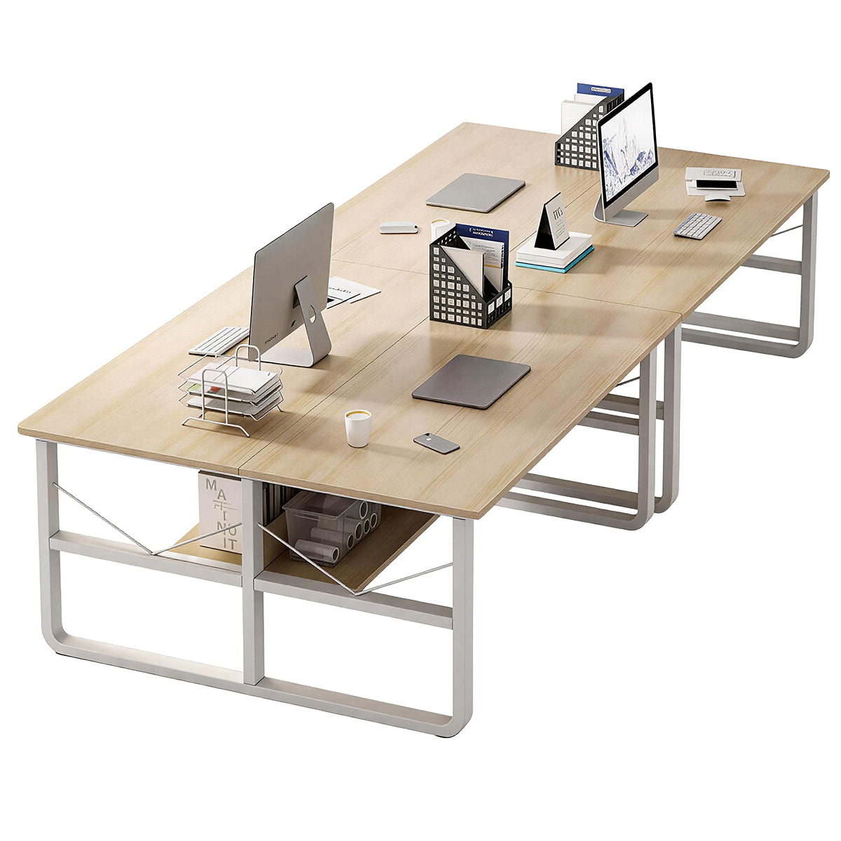 Simple  Office Desk with Partition for Staff, Freely Customizable, U Shaped Bracket