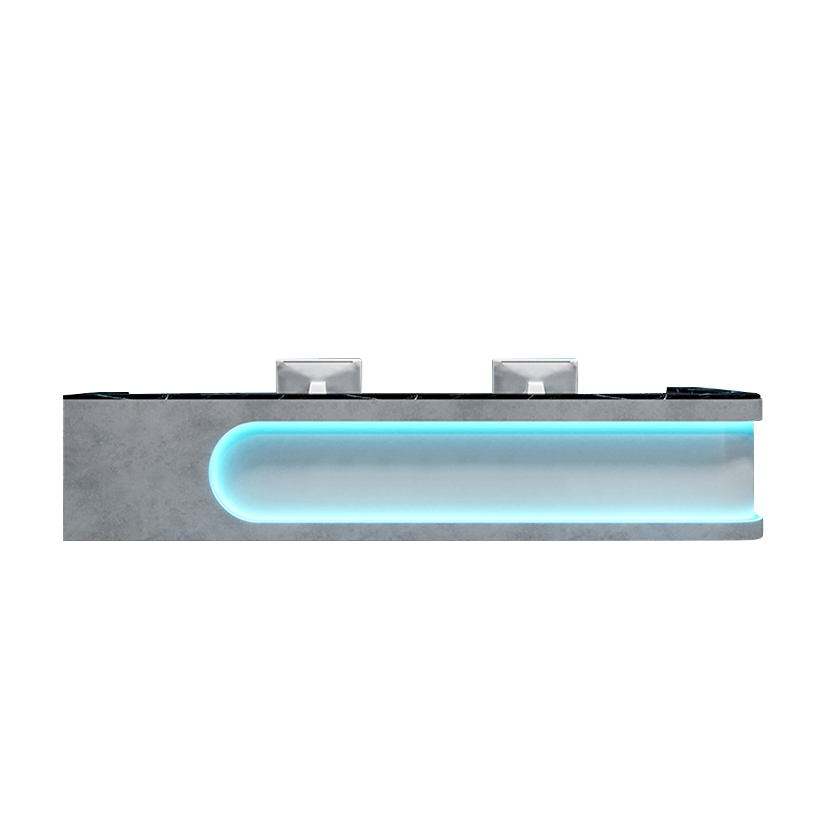Sophisticated and Stylish L-Shaped Reception Desk with Elegant Light Strip Design and Thick Desktop