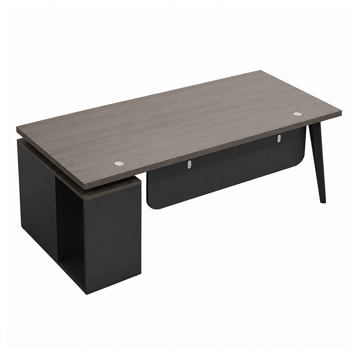 Executive Desk with Side Storage, Lockable Drawer, CPU Tower Space and Cable Grommets