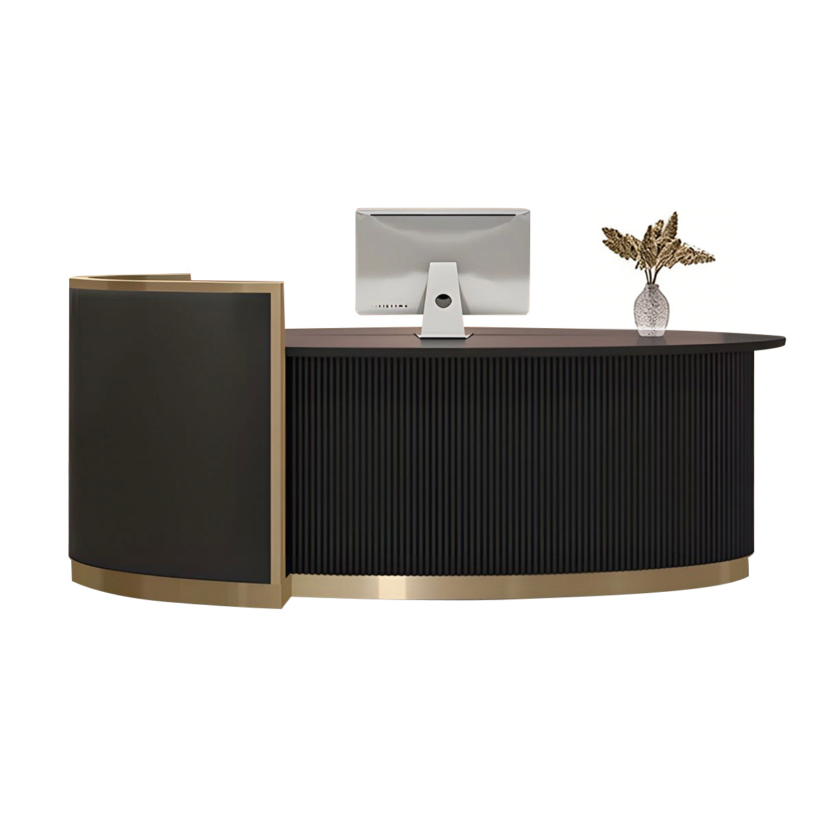 Alt Reception Curved Reception Desk 63–157 in Wide with File Drawers, Privacy Panel ...