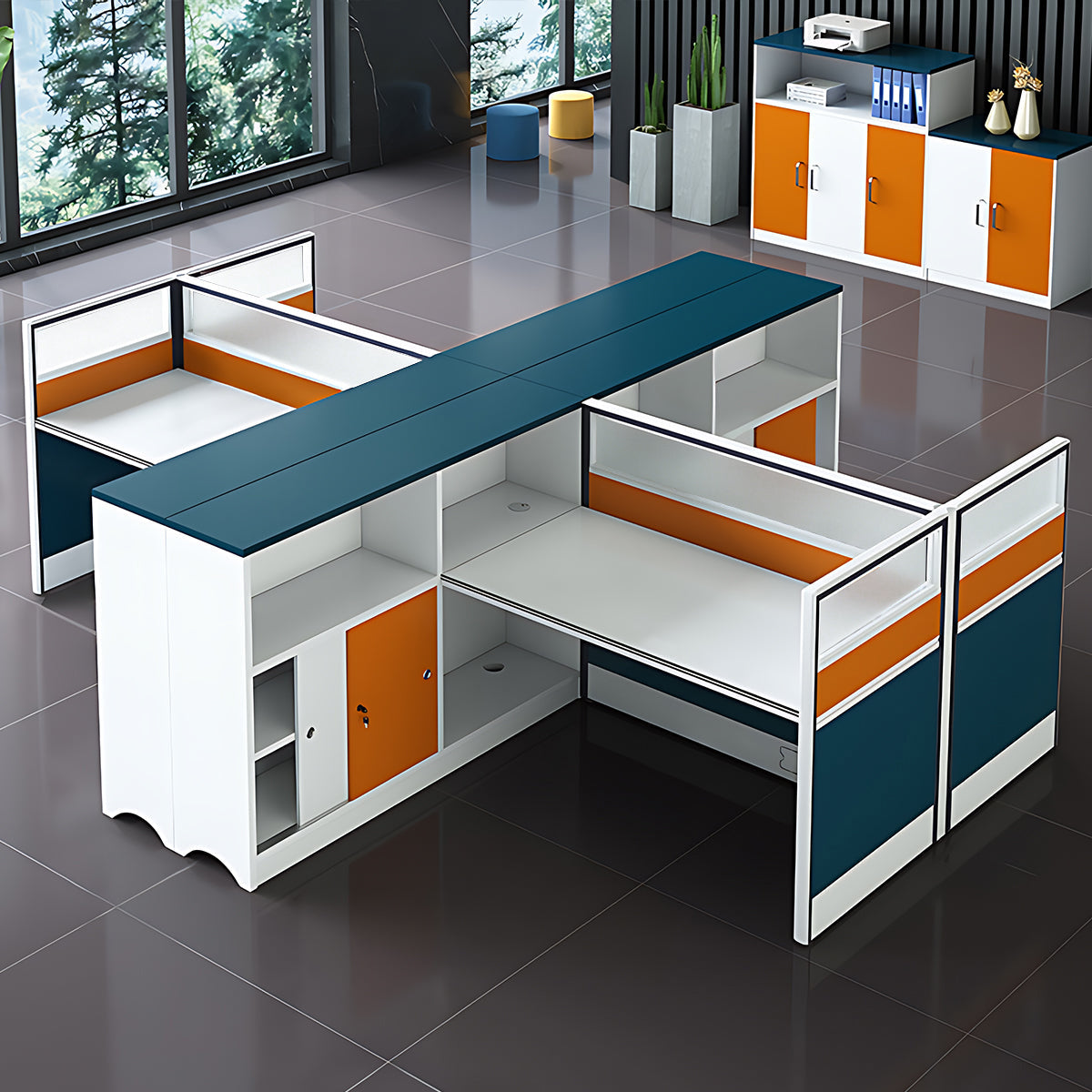 Contemporary, Stylish Multipurpose Employee Desk with Various Color Combinations