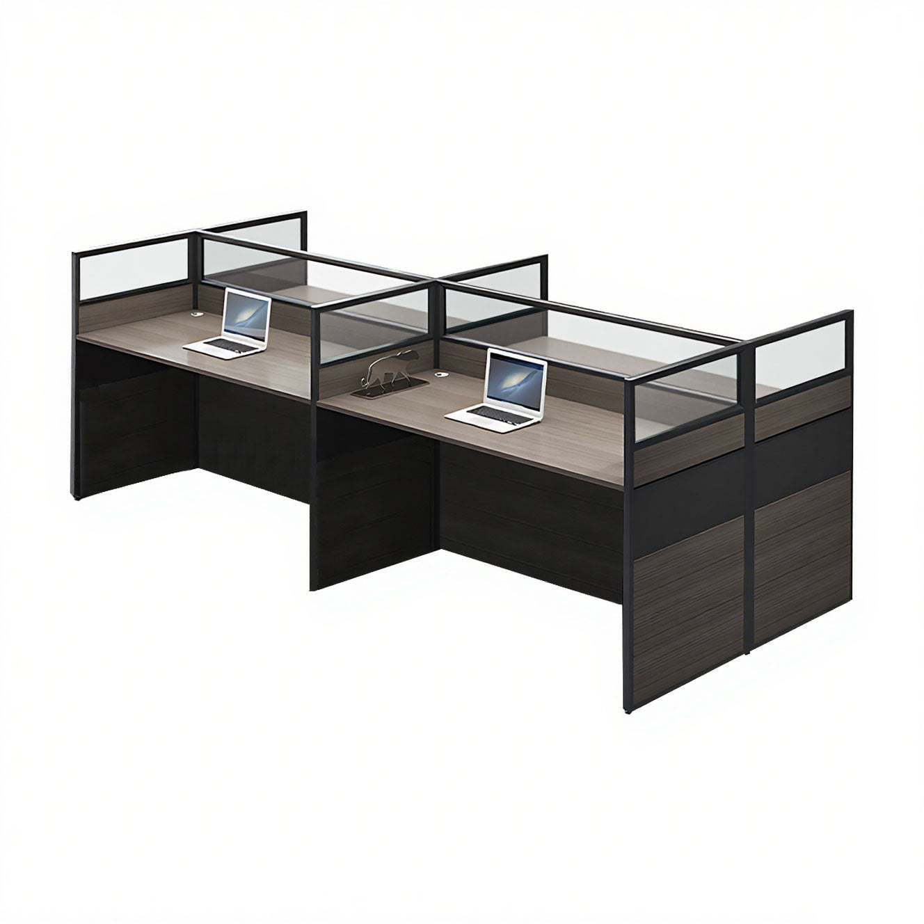 Minimalist Office Desk with Screen Partition, Four Seater