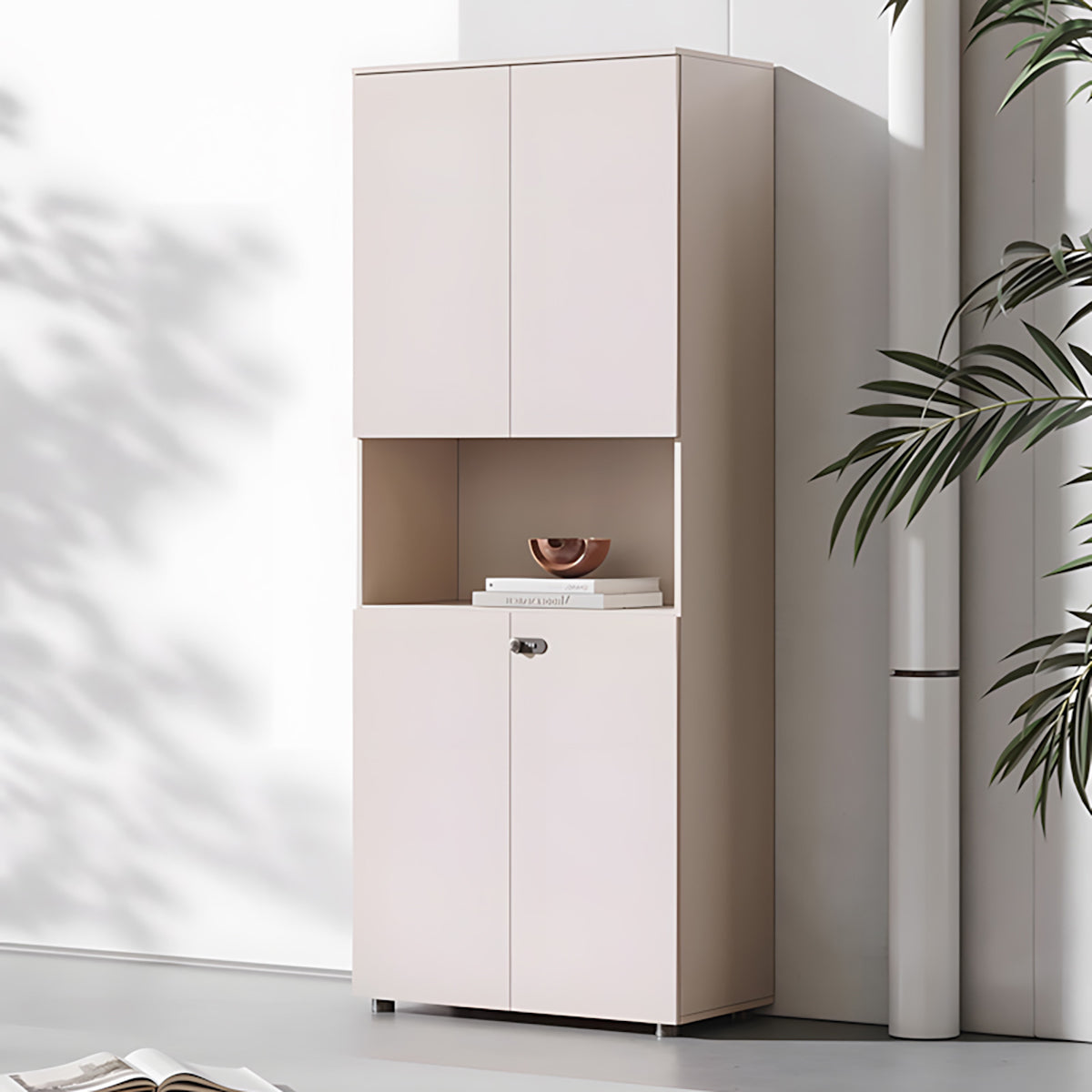 Modern Wooden Tall File Storage Cabinet with Password Lock for Office