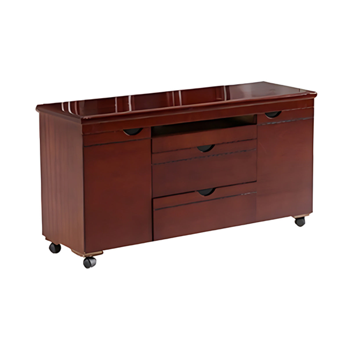 Executive Desk, Side Cabinet, Simple Modern Solid Wood Curved Executive Desk Office Writing Desk finish, L47" x W16" x H20", for reception area or...