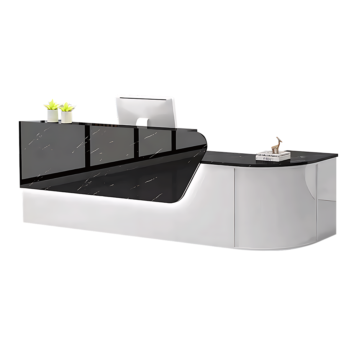 L-shaped Wooden Reception Desk with Lacquer Finish