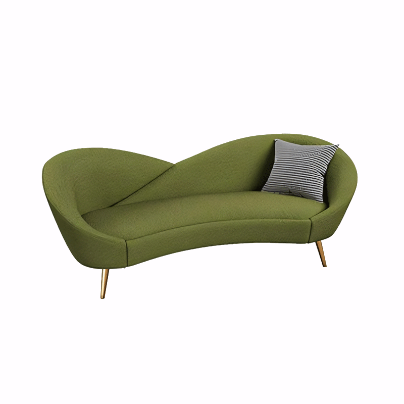 Creative Curved Fabric Small Sized Reclining Sofa for Two in Green