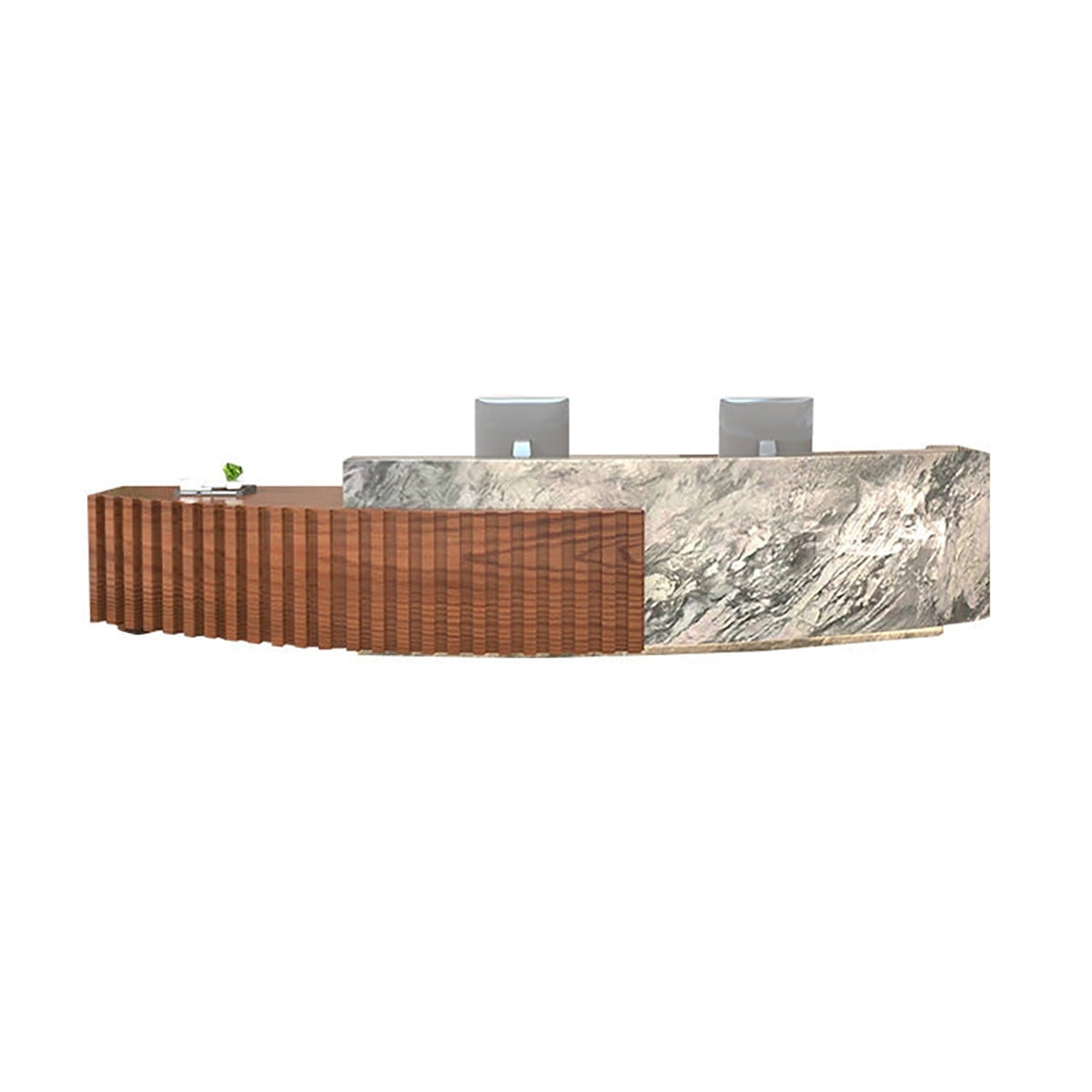 Reception Desk 47–157 in Wide with Ample Storage, Transaction Counter & Marble Top