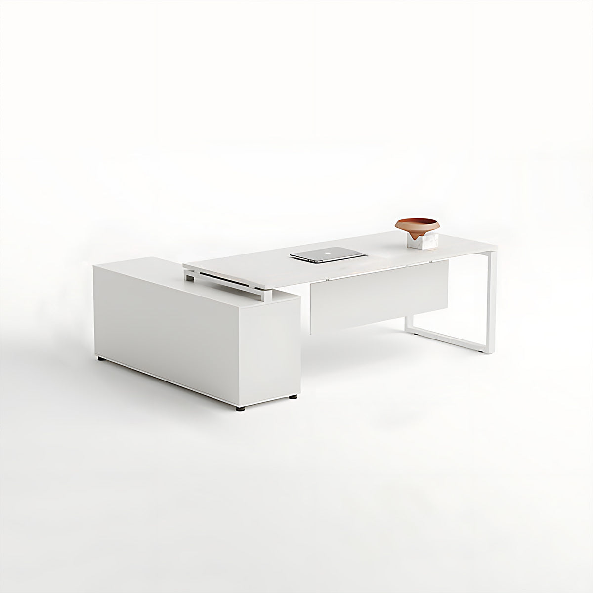 Modern Minimalist Single-Person White Executive Desk