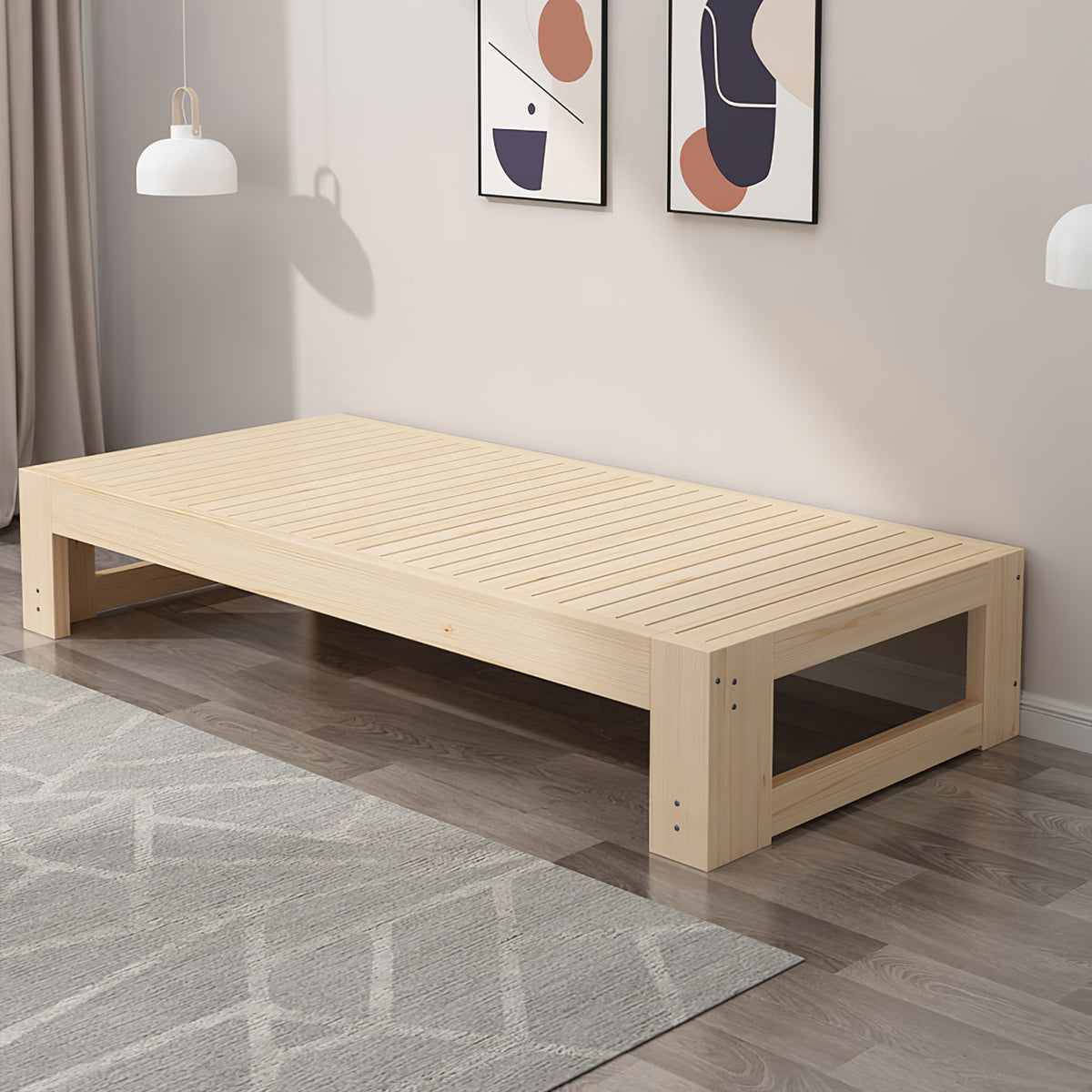 Versatile Solid Wood Extendable Bed with Raised Bed Leg Design (In Stock)