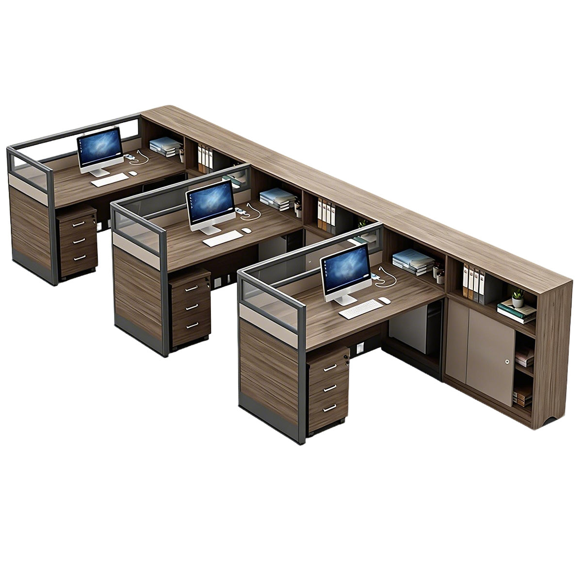 Stylish Low-Emission Office Desk with Privacy Screen for Cubicle Workspaces