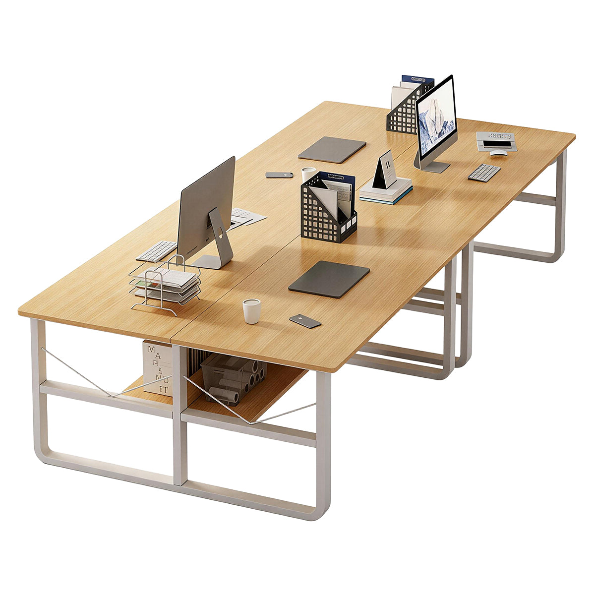 Simple  Office Desk with Partition for Staff, Freely Customizable, U Shaped Bracket