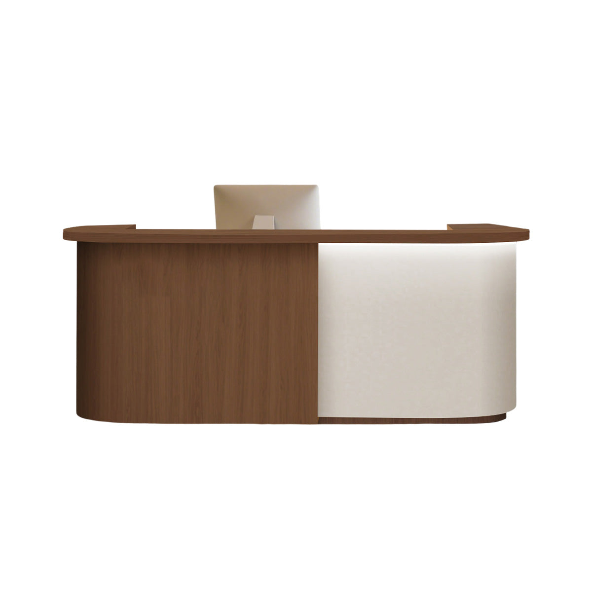 Modern Two-Tone Reception Desk with LED Accent Lighting & Storage for Front Desk Areas
