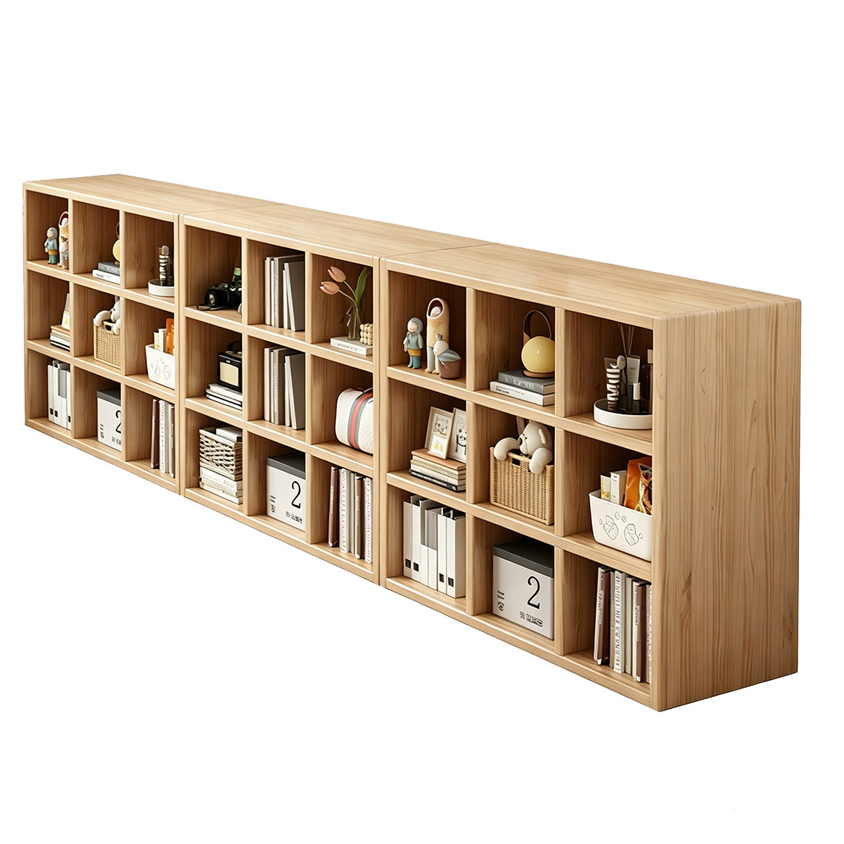 Storage Cabinet, product detail view, Versatile Solid Wood Storage Cabinet With Deep Open Storage & Modular Design finish, for office storage space,...