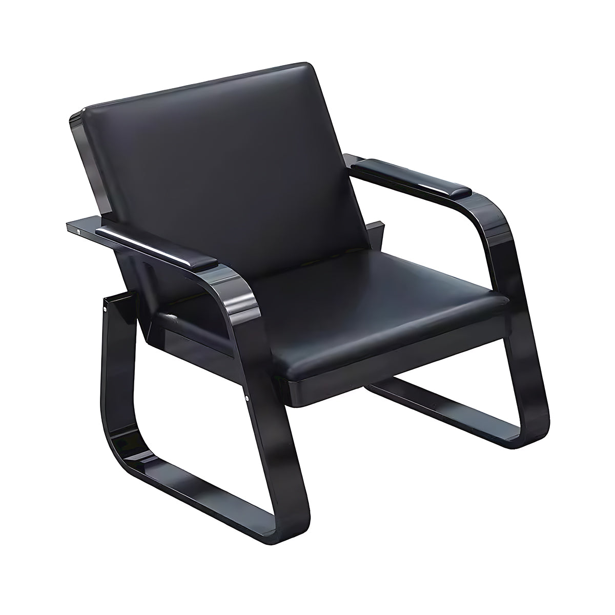 High-End Stylish Leather Backrest Sofa with Metal Armrest Support