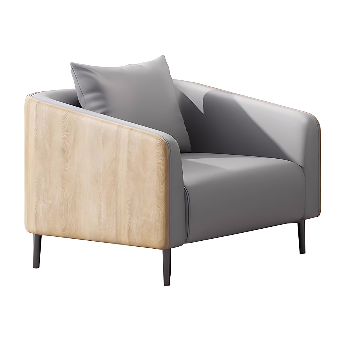 Classic Elegant Leather Backrest Light Gray Sofa