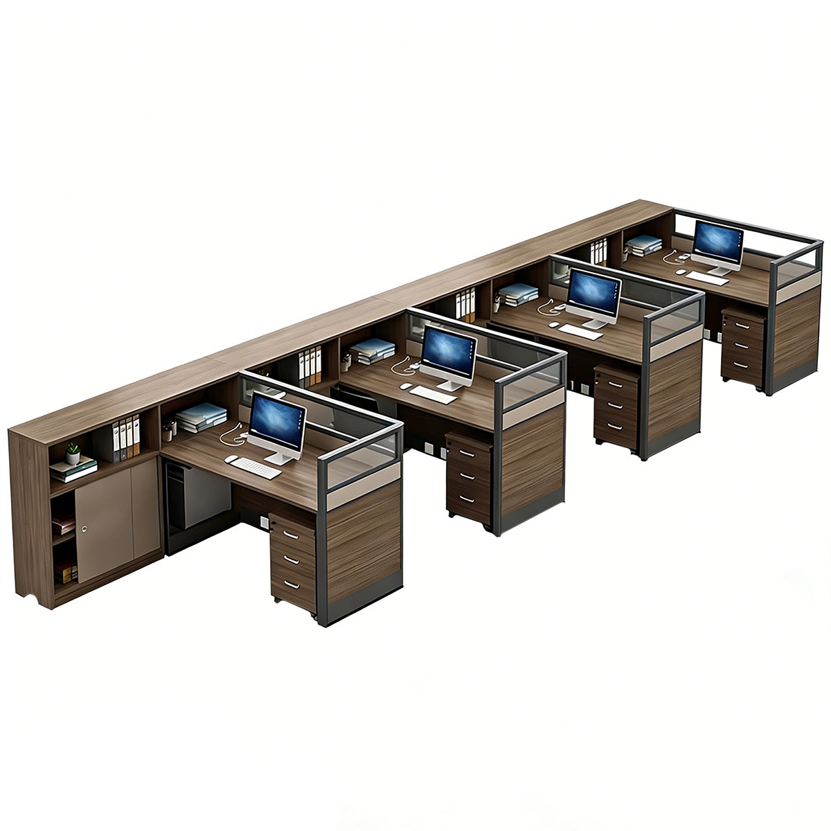 Stylish Low-Emission Office Desk with Privacy Screen for Cubicle Workspaces