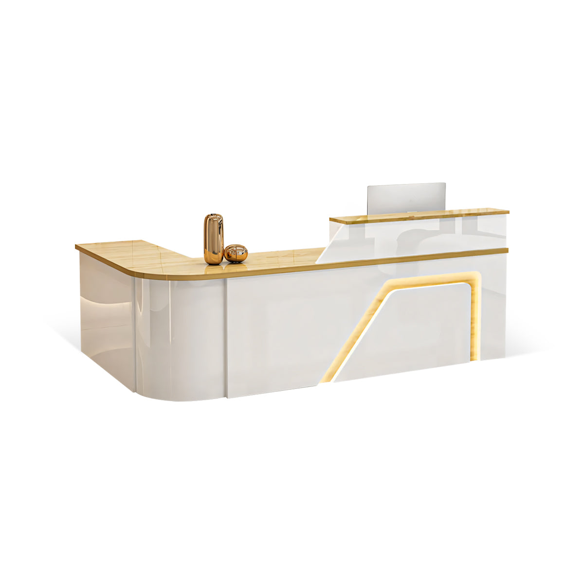 Jigsaw Design L-Shaped Reception Desk with Keyboard Tray and Drawers for Small Supermarkets（East Coast）