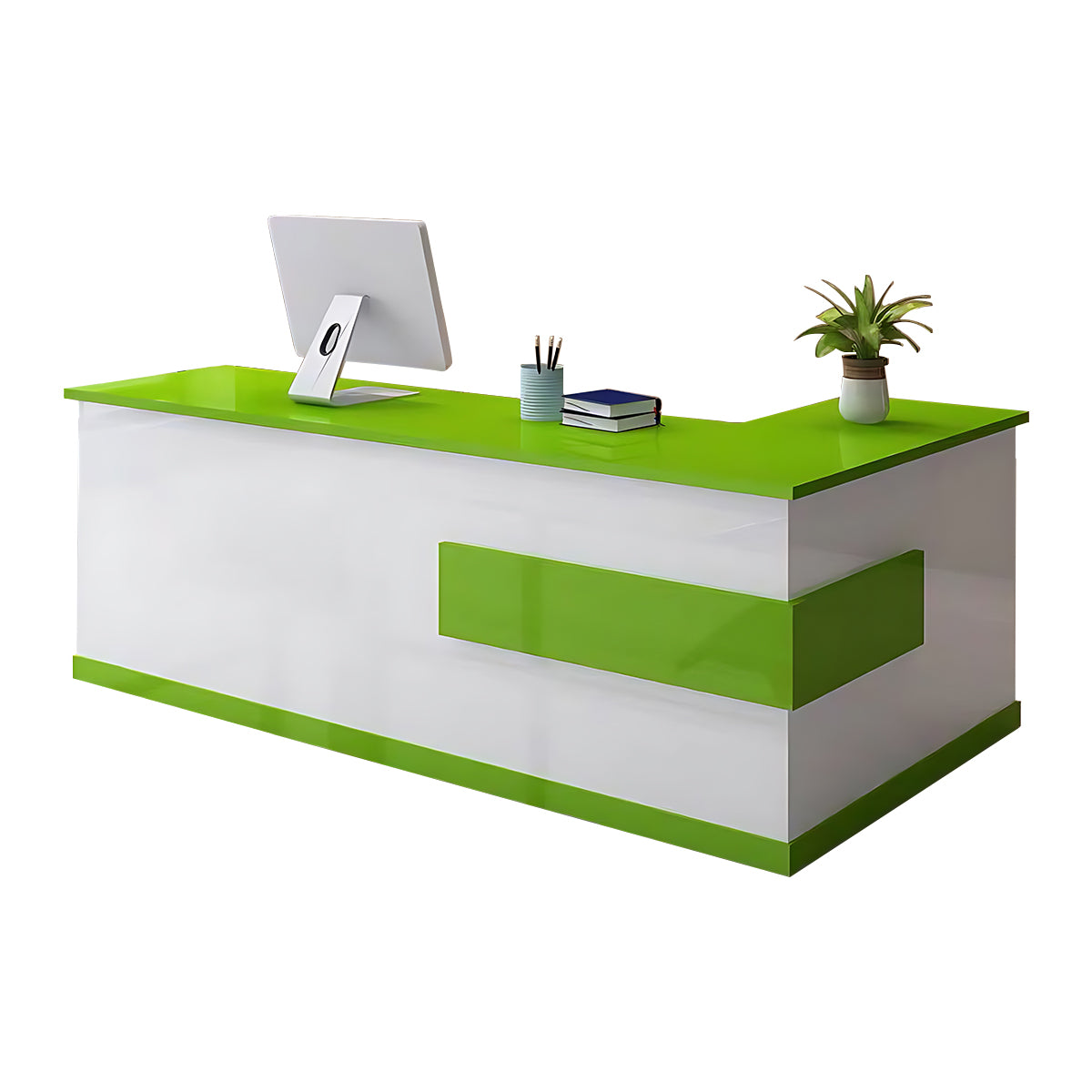 Sleek Luxurious L-Shaped Reception Desk with Thick Desktop